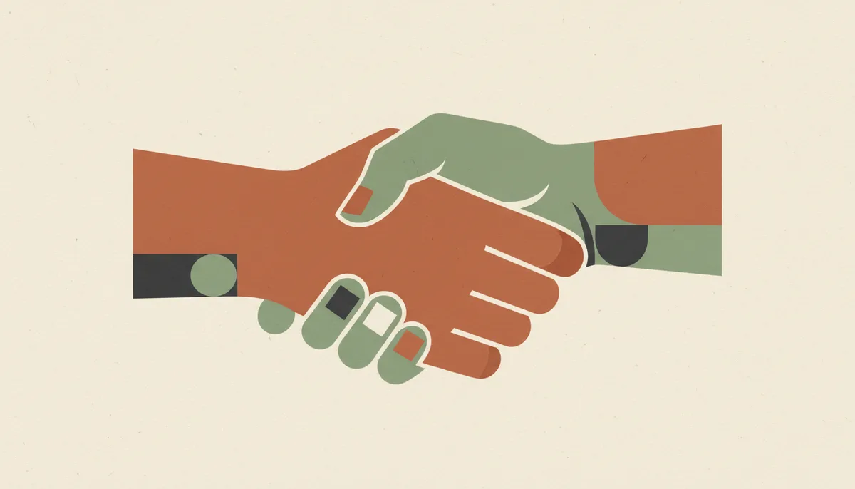 Illustration of two clasped hands